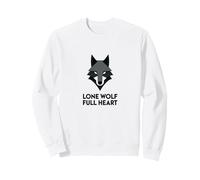 Lone Wolf Full Heart: Fierce Power Spirit Empowering Loners Sweatshirt, Adult Unisex, White, Medium