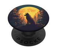 Lone Wolf Full Moon Forest Night Wilderness PopSockets Adhesive PopGrip