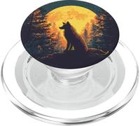 Lone Wolf Full Moon Forest Night Wilderness PopSockets PopGrip for MagSafe