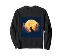 Lone Wolf Howling Full Moon Forest Silhouette Sweatshirt