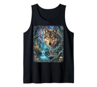 Lone Wolf Howling to The Moon Mystic Forest Mush Cottagecore Tank Top