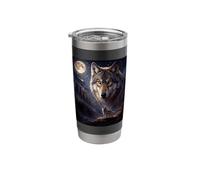 Lone Wolf Howling to The Moon Mystical Mountain Wild Wolves Stainless Steel Insulated Tumbler