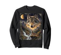 Lone Wolf howling to The Moon Mystical Mountain Wild wolves Sweatshirt