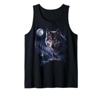 Lone Wolf Howling to The Moon Mystical Mountain Wild Wolves Tank Top