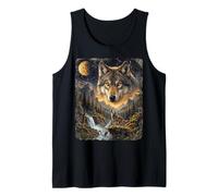 Lone Wolf Howling to The Moon Mystical Mountain Wild Wolves Tank Top