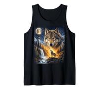 Lone Wolf Howling to The Moon Mystical Mountain Wild Wolves Tank Top