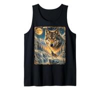 Lone Wolf Howling to The Moon Mystical Mountain Wild Wolves Tank Top