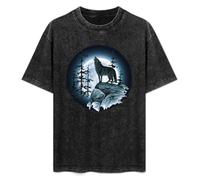 Lone Wolf Howlng at The Moon T-Shirt Unisex Black Tee S