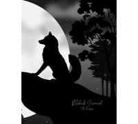 Lone Wolf Husky on a rock in front of a Full Moon Notebook Journal: 120 Pages