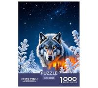 Lone Wolf in The Snowy Night Jigsaw Puzzles for Adults Animal Puzzle Game 1000 Jigsaws Brain Challenge Home Decoration Gifts 38x26cm/1000pcs