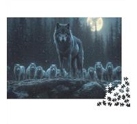 Lone Wolf Leader 1000 Piece Puzzle Dark Wolf Scene Precision-cut Interlocking Pieces Vivid Colors Detailed Artwork For Adults 38x26cm/1000pcs