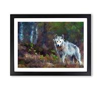 Lone Wolf Modern Art Framed Print | A3 Black Framed Wall Art | Ready to Hang | Modern Animal Picture | Living Room Bedroom Lounge Office