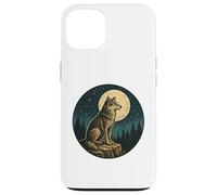 Lone Wolf Moon Cliff Vintage Engraved Outdoor Nature Badge Case for iPhone 13