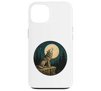 Lone Wolf Moon Cliff Vintage Engraved Outdoor Nature Badge Case for iPhone 13