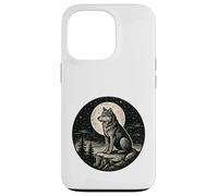 Lone Wolf Moon Cliff Vintage Engraved Outdoor Nature Badge Case for iPhone 13 Pro