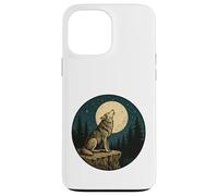 Lone Wolf Moon Cliff Vintage Engraved Outdoor Nature Badge Case for iPhone 13 Pro Max
