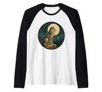 Lone Wolf Moon Cliff Vintage Engraved Outdoor Nature Badge Raglan Baseball Tee