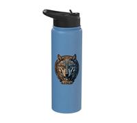 Lone Wolf Moon Howling Wolf Pack Head Wolves Howl Stainless Steel Insulated Water Bottle