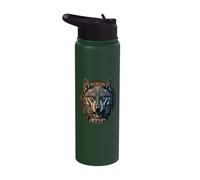 Lone Wolf Moon Howling Wolf Pack Head Wolves Howl Stainless Steel Insulated Water Bottle
