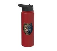 Lone Wolf Moon Howling Wolf Pack Head Wolves Howl Stainless Steel Insulated Water Bottle