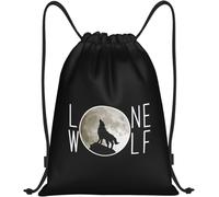 Lone Wolf Moon Unisex Drawstring Bag Durable Swimming Bags Adjustable Drawstring Backpack For Sports Hiking Football