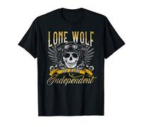 Lone Wolf No Club Independent Motorcycle Biker Skull T-Shirt