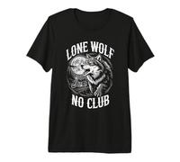 Lone Wolf, No Club. Vintage Style Motorcycle Biker Premium T-Shirt