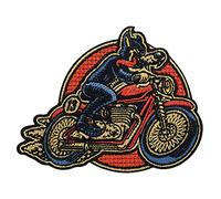 Lone Wolf on Tour Biker Retro Iron-On Patch | Motorcycle Cowl Embroidery Patch, Back Patch for Leather Vests Ironable Patch, Motorcycle Jacket Iron on Patches, Motorcycle Badges Finally Home