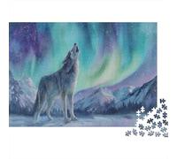 Lone Wolf,Rätsel Für Erwachsene 1000pcs (75x50cm),Herausforderungsspiele Northern Lights