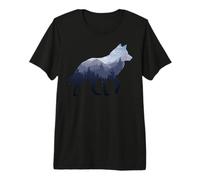 Lone Wolf Survives The Mountain Silhouette Art Premium T-Shirt