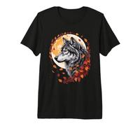 Lone Wolf Under Moonlight Nature Scene Premium T-Shirt