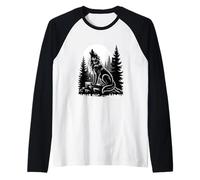Lone Wolf Under Moonlight Nature Scene Raglan Baseball Tee