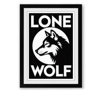 Lone Wolf Vintage Framed Wall Art Print A3 (42×29.7cm) Black, Wall Decor for Living Room, Bedroom, Office & Home, Ready to Hang, Art Gift