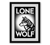 Lone Wolf Vintage Framed Wall Art Print A3 (42×29.7cm) Black, Wall Decor for Living Room, Bedroom, Office & Home, Ready to Hang, Art Gift