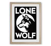 Lone Wolf Vintage Framed Wall Art Print A3 (42×29.7cm) Oak, Wall Decor for Living Room, Bedroom, Office & Home, Ready to Hang, Art Gift