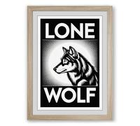 Lone Wolf Vintage Framed Wall Art Print A3 (42×29.7cm) Oak, Wall Decor for Living Room, Bedroom, Office & Home, Ready to Hang, Art Gift