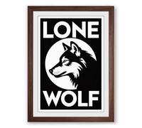 Lone Wolf Vintage Framed Wall Art Print A3 (42×29.7cm) Walnut, Wall Decor for Living Room, Bedroom, Office & Home, Ready to Hang, Art Gift