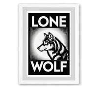 Lone Wolf Vintage Framed Wall Art Print A3 (42×29.7cm) White, Wall Decor for Living Room, Bedroom, Office & Home, Ready to Hang, Art Gift