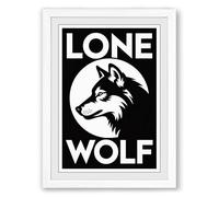 Lone Wolf Vintage Framed Wall Art Print A3 (42×29.7cm) White, Wall Decor for Living Room, Bedroom, Office & Home, Ready to Hang, Art Gift