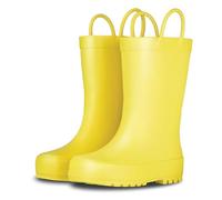 LONECONE Elementary Collection - Premium Natural Rubber Rain Boots with Matte Finish for Toddlers and Kids, Sunshine Yellow, Big Kid 4