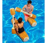 LONEEDY 2 Pcs Set Inflatable Floating Row, Adult Pool Party Water Sports Games Log Rafts to Float(Light color)