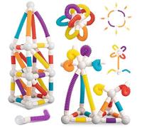 LONEEDY 48PCS Retractable Magnetic Sticks Building Toy Set-Flexible Magnetic Rods & Balls,Educational Building Blocks for 3+Kids (48PCS)