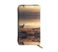 Lonely Animals Patterned Leather Long Wallet (7.5 * 4.1 inches) | Extra Large Multi-Function Compartment | Great Gift