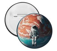 Lonely Astronaut Badge Metal Round Pins, Lightweight Brooch for Backpack, Fashion Button Pins Badge for Shirts, Jackets, Shawl Coat, Unisex, 12PCS, Tinplate, metal round pins