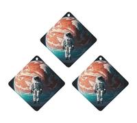 Lonely Astronaut Car Air Freshener, 3 Pcs Rhombus Hanging Air Freshener Cards, Long Lasting Fragrance Scented Cards for Car, Home, Office Gray-style