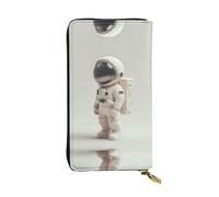 Lonely Astronaut Zipper leather wallet, 7.5 * 4.1 inch long clutch bag, multiple compartments and large capacity, a good gift for friends