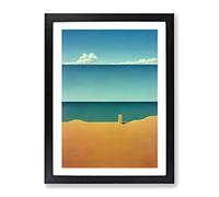 Lonely Beach Abstract Framed Wall Art Print A2 Black