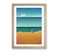 Lonely Beach Abstract Framed Wall Art Print A2 Oak