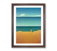 Lonely Beach Abstract Framed Wall Art Print A2 Walnut