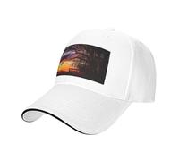 Lonely Bench Sunset Casquette Baseball Cap - Classic Unisex Hat with Breathable Sweatband, Adjustable Fit, and Reinforced Crown for Outdoor, Sports & Daily Wear White